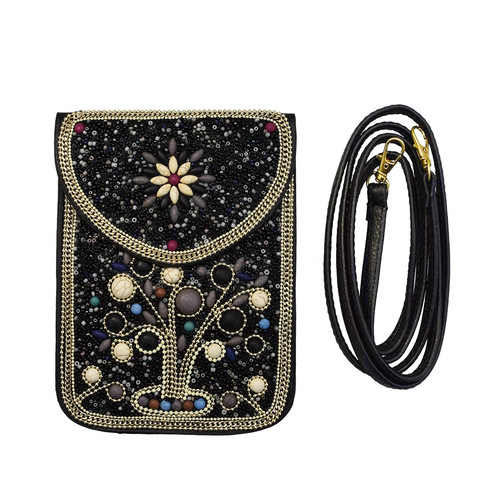 New ethnic style leather bag with rice bead belt, crossbody bag for Hanfu accessories, four optional leather shoulder bag styles.