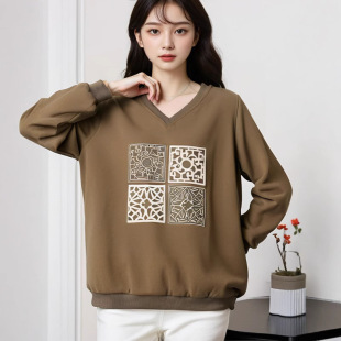 300kg extra-large women's chubby girl loose Joker V-neck long sleeve vests 2025 spring and autumn new fashion lazy style