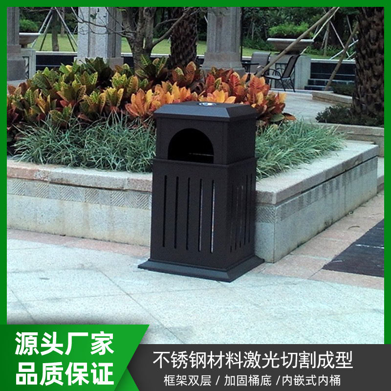 Aluminum Alloy Hotel Sales Department Peel Box High-End Outdoor Community Black Retro Trash Can Throwing Cleaning Bucket
