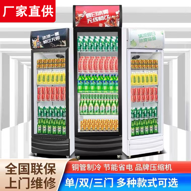 饮料展示柜啤酒柜商用冷藏冰柜双开门冷饮柜单门冷藏立式保鲜柜