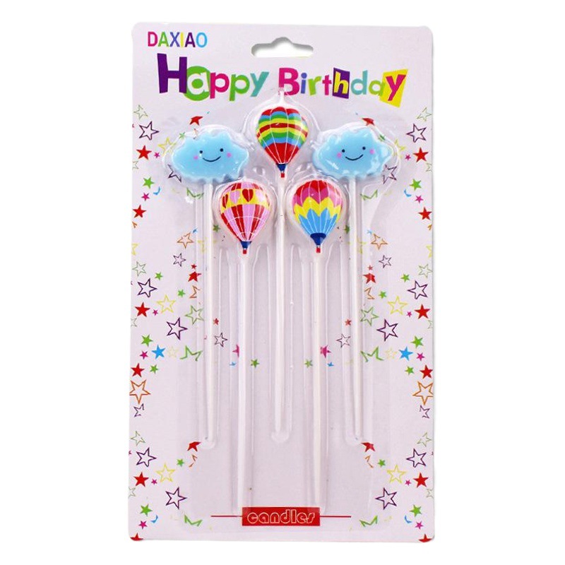 Vela de cumpleaños creativa al por mayor nube globo de aire caliente pastel de hornear dibujos animados Fiesta infantil sin humo vela pequeña