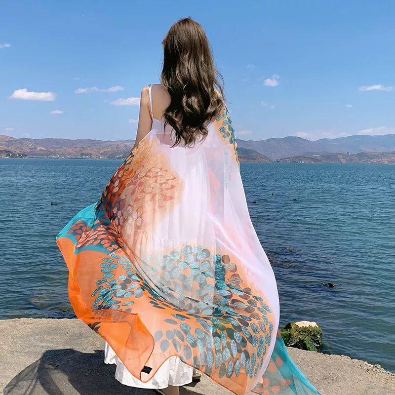Beach cloak, summer thin scarf, sun protection