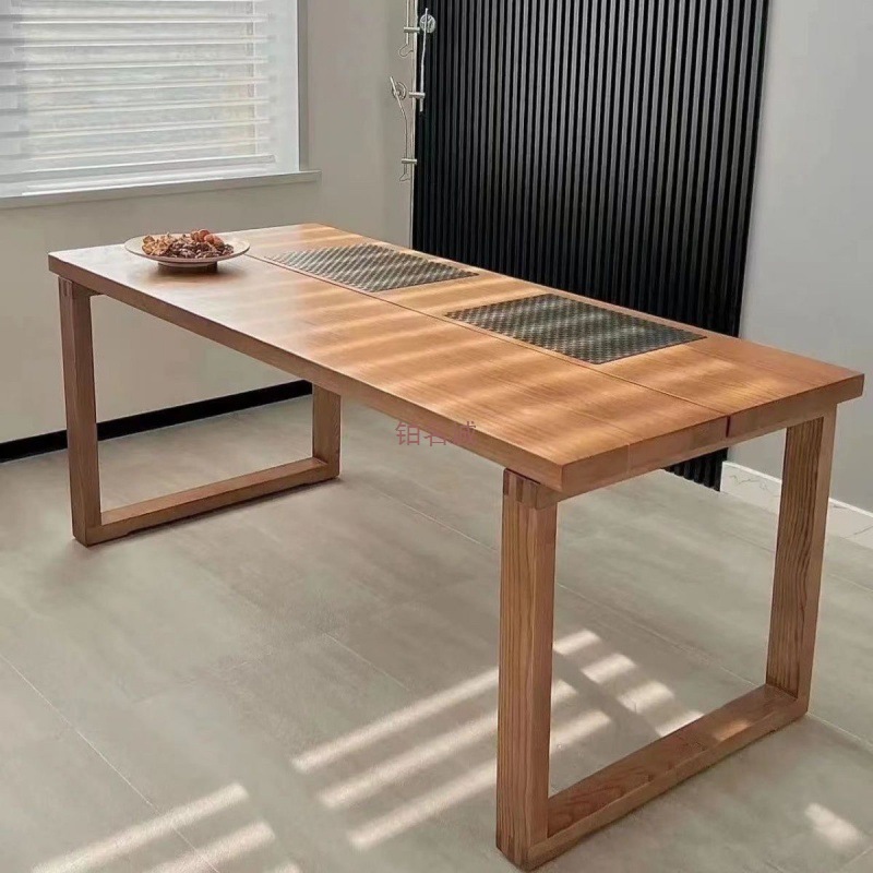 全無垢材モビアンホームダイニングテーブルアッシュ無垢材ダイニングテーブルシンプルなハイエンドリビングルームライト高級ロングブックテーブル|undefined