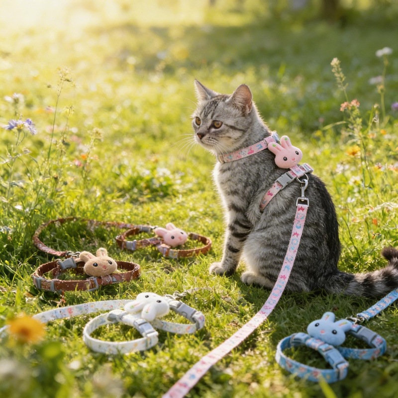 Arnés antiescape en forma de I para gatos, correa estilo conejo, ajustable, suministros para mascotas al por mayor