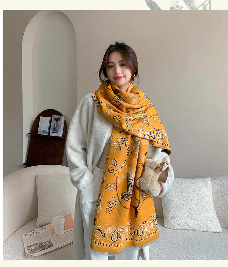 Women's Elegant Bird Artificial Wool Printing Pashmina Scarves display picture 4