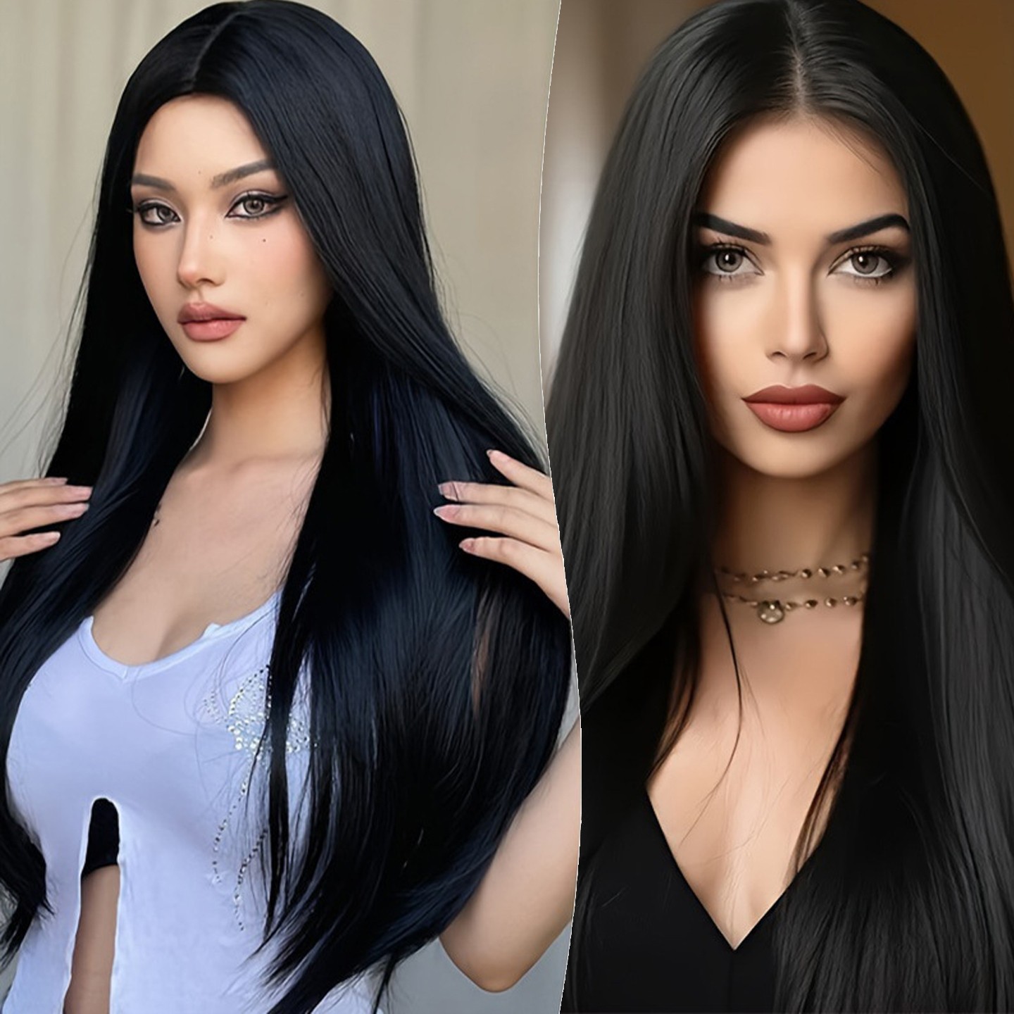 Nuevas pelucas de fibra de pescado cortina de cabello pelucas largo cabello recto sin marcas extensiones de cabello 26 pulgadas comercio exterior