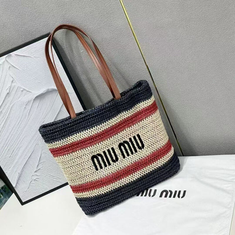 miu ビーチトートバッグ トートバッグ ラフィア ショッピングバッグ ストローバッグ 大容量 シンプル ショルダー レディースバッグ|undefined