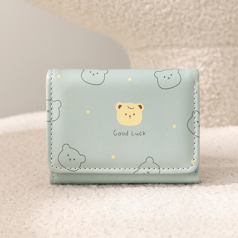 Cartera pequeña coreana para mujeres, billetera corta para chicas, estudiantes de moda, dibujos animados cero al por mayor, billetera para mujeres, delgada