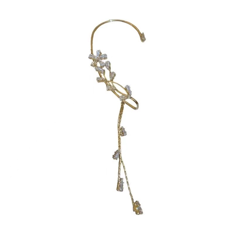 Tiktok Diseño Popular circón flor oreja percha borla oreja percha único nuevo nicho de moda pendientes de hadas al por mayor