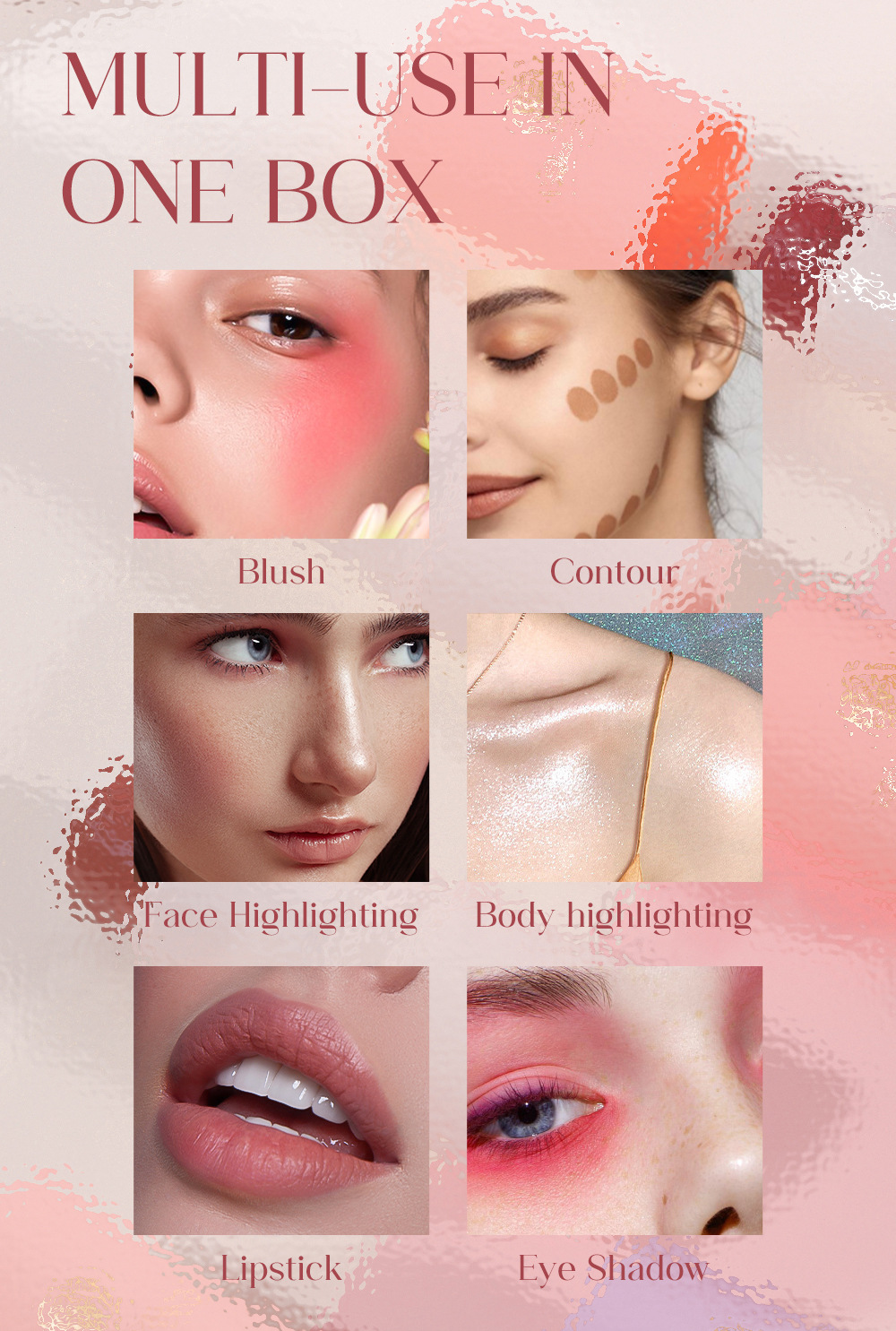 YOUNG VISION Multi-functional Makeup Stick Six-color Highlighter Contouring Cream Blush Matte Blush Stick Set undefined