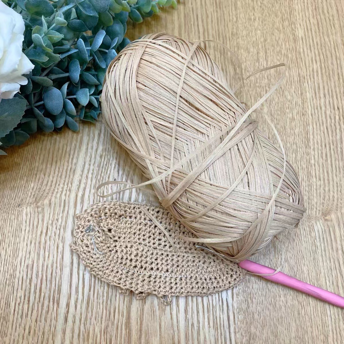 【包邮】棉草夏凉帽编织线DIY手工钩针草帽拉菲草线帽子包包