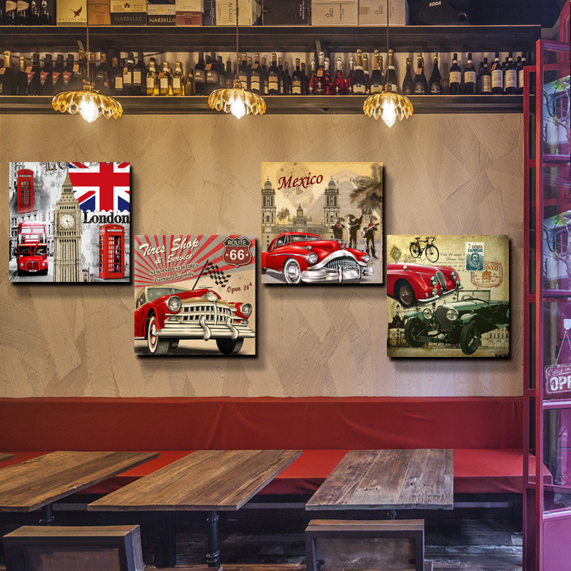 風画工業アメリカ式ホテル掛け絵レトロ車壁装飾画バーレストランレトロカフェホテル|undefined