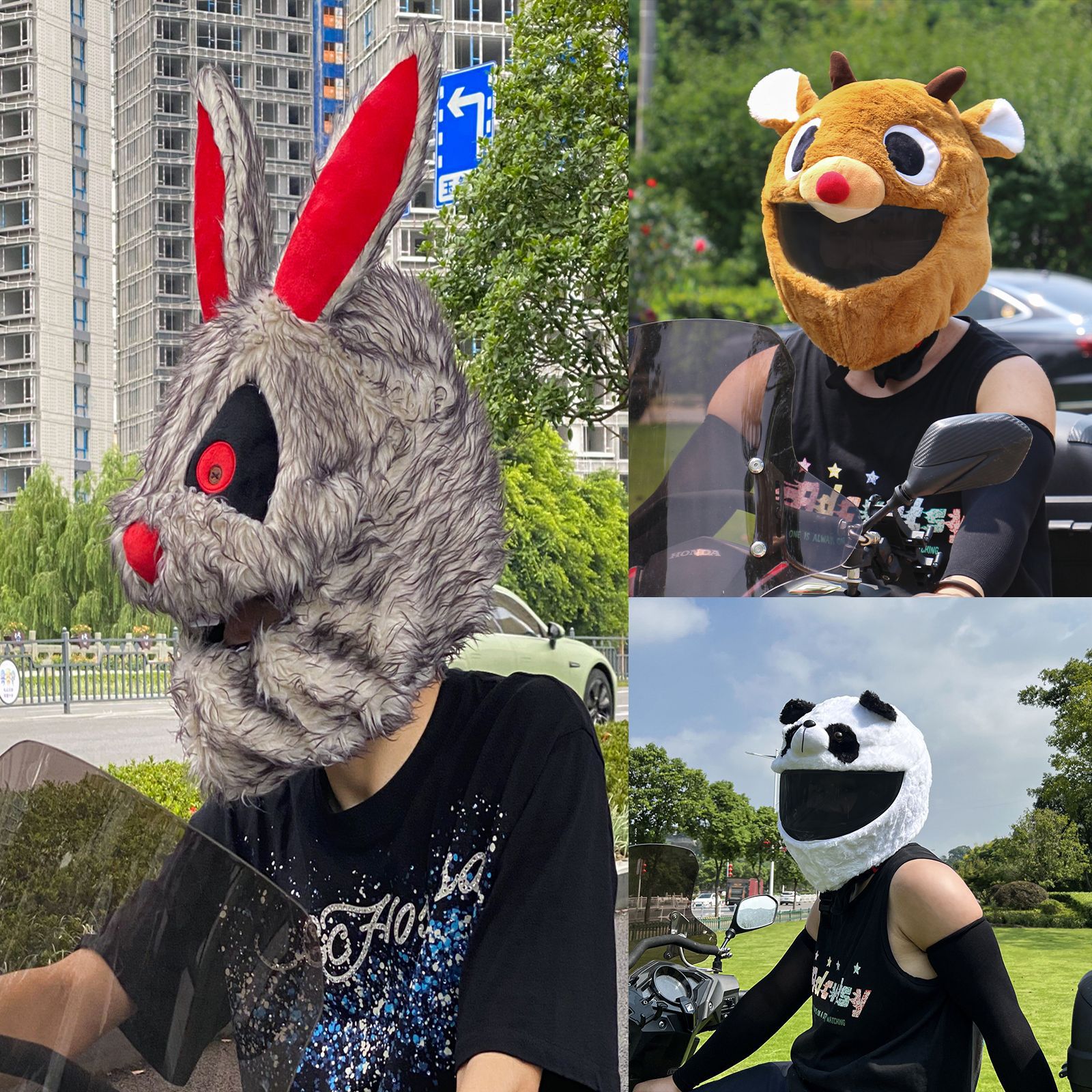 Cross-border wholesale motorcycle helmet cover exposed helmet full helmet plush cartoon personality helmet protective cover pig head sister