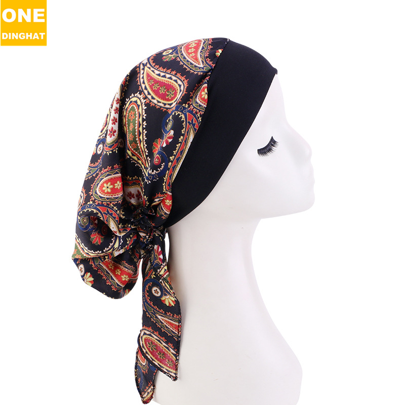 Nuevo pañuelo de seda de imitación gorra elástica banda de pelo trenza sombrero pirata sombrero sedoso capó TJM-329B