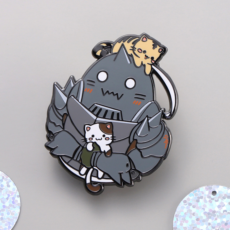 New Anime alvons and Kitten cute brooch steel alchemist Edward pin enamel badge