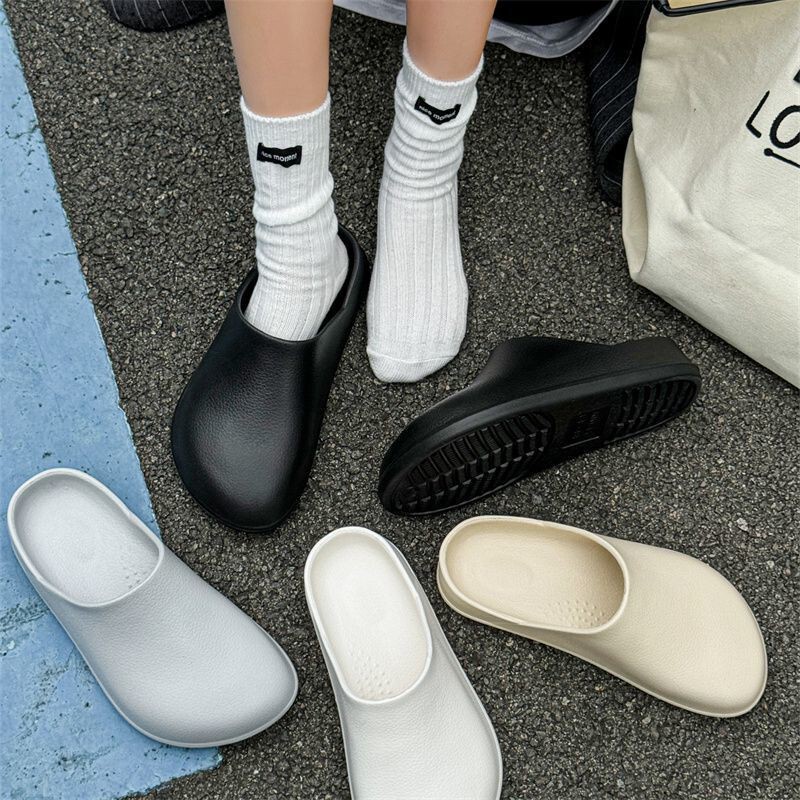 Explosions EVA Baotou Slippers Men's Outer Wear Non-slip Waterproof Hole-free Half Slippers High Color Value Couple's Hole-free Shoes