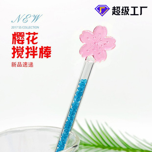 Flower Glass Stirring Stick Heat-Resistant Glass Stick Coffee Milk Powder Cocktail Gift for Girlfriend Valentine's Day Gift Factory Direct Sale