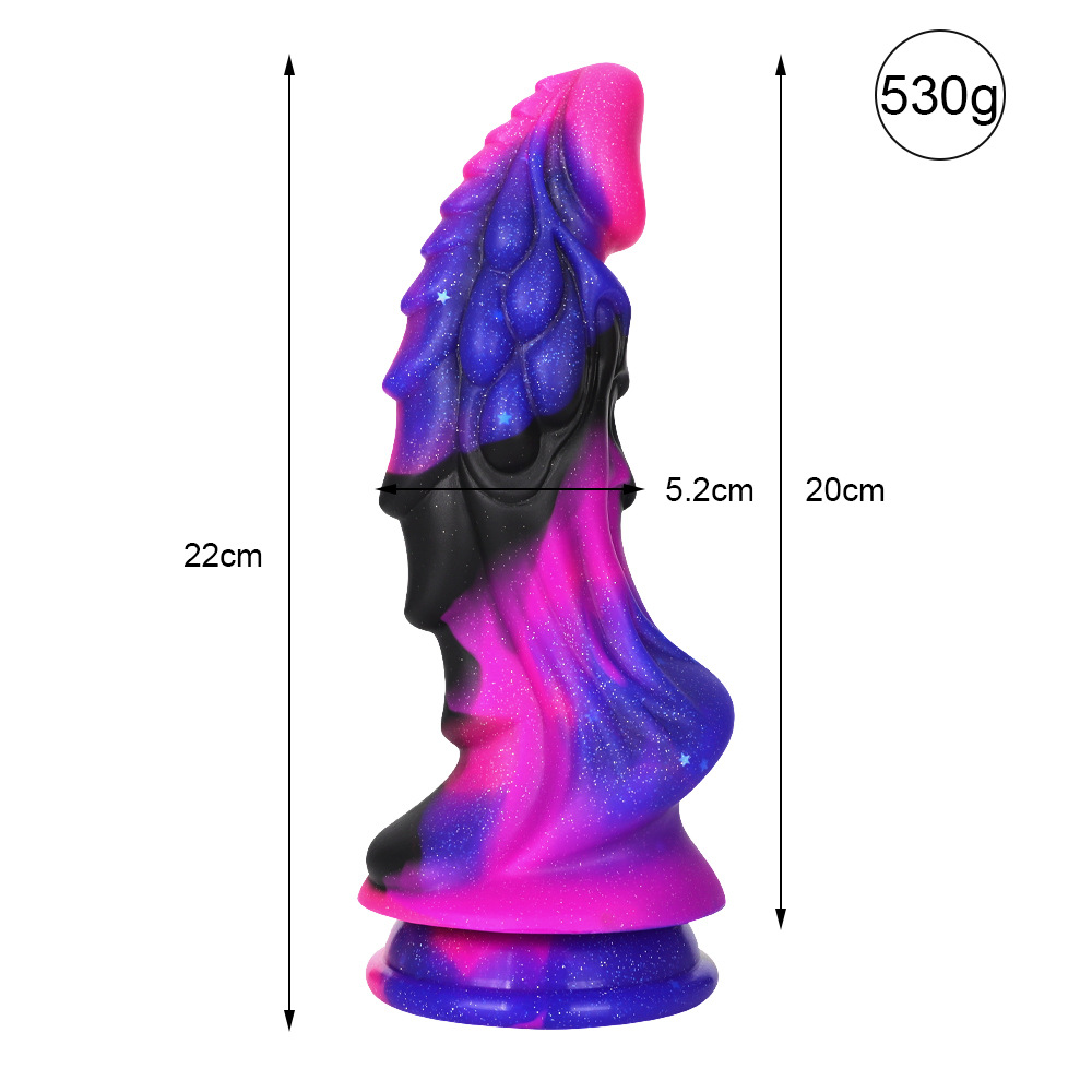 Cielo estrellado color mezclado en forma de pene de silicona platino gran pene en forma de simulación anal plug falso pene suministros femeninos