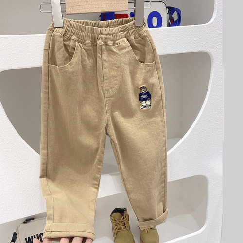 Boys' cartoon casual trousers 2024 spring new style medium and large children's spring clothing trendy boys' Korean style trousers