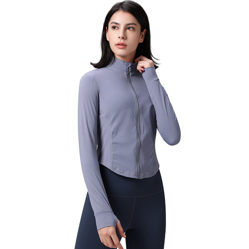 Lulu Autumn/Winter Collar-up Fitted Sport Coat Abdominal Slimming Running Sport Yoga Jacket Short Women's Jacket