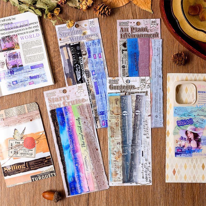 Jane Shadow Poetry año transparente impermeable pegatinas de pet diy notas de diario de cuenta manual pegatinas de letras en inglés de tiras largas retro transfronterizas