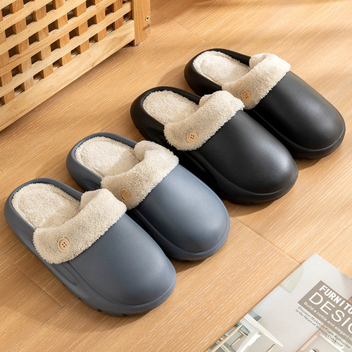 Lida Nika Men's Winter Indoor Home Slippers with Removable Cotton, Fleece Lined, Warm and Thick Sole, Anti-Slip, Outdoor Wear Waterproof Cotton