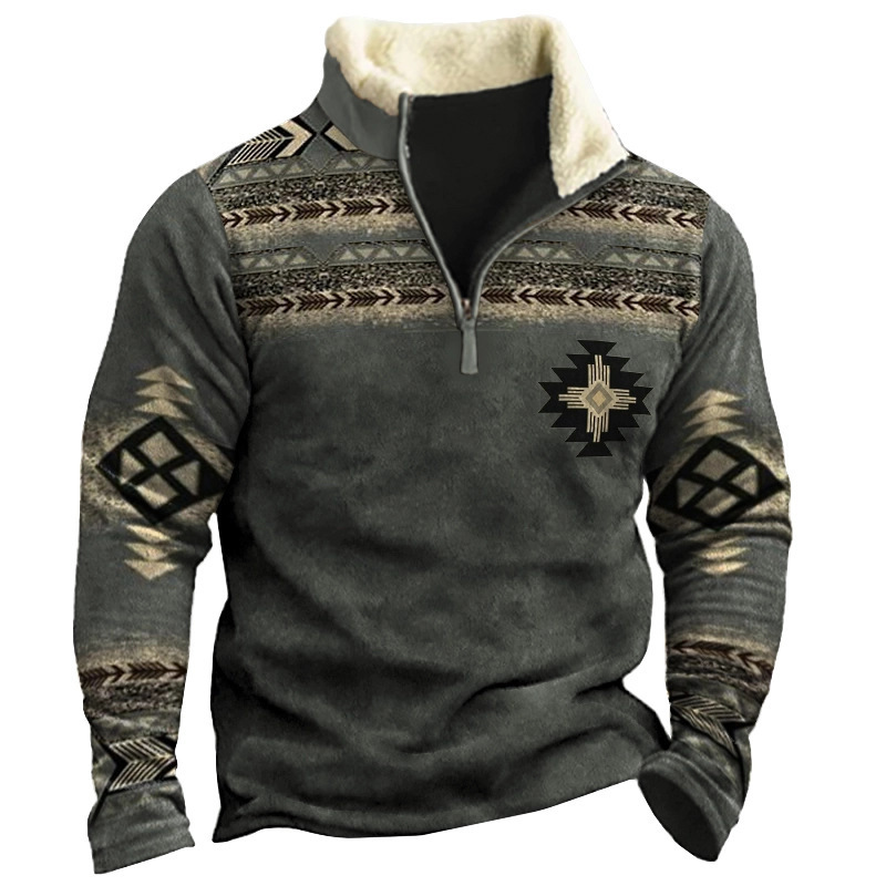 Comercio exterior transfronterizo europeo y americano Otoño e Invierno nuevos hombres pecho abierto cuello alto impresión 3D cuello alto cremallera Polo camisa