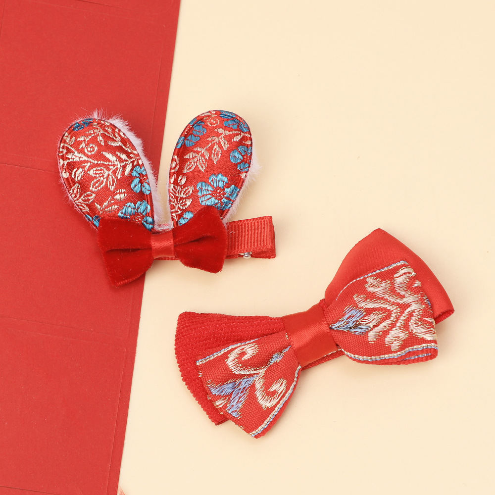 Kinder haarnadel Neue Jahr rote schleife haarnadel süße mädchen festliche seite clip mädchen Neue Jahr kopfschmuck großhandel_voghion.com