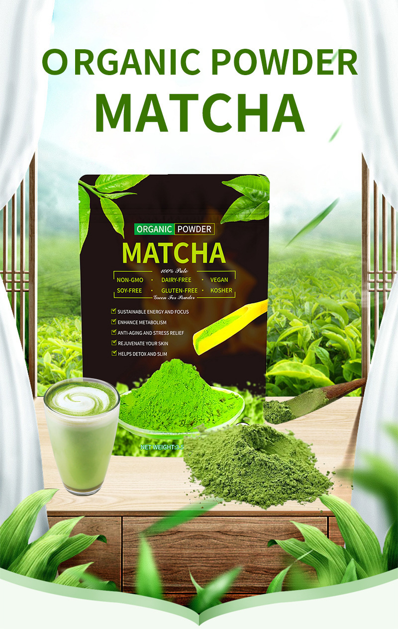 Organic Matcha Green Tea Powder Ma Dai Cha 100g Bag Culinary Grade for Tea Lattes and Baking specifications