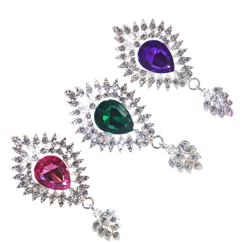 Nueva gota de agua colgante accesorios la joyería aleación puntiaguda gema inferior rhinestone plana material Decoración Ropa al por mayor