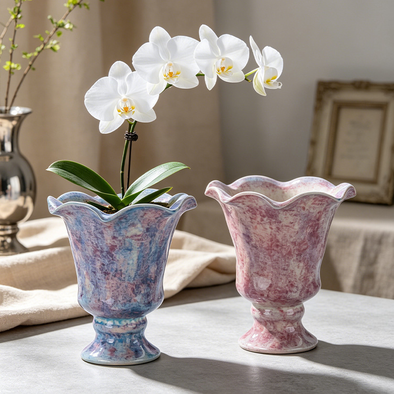 Ceramic Flower Pot for Phalaenopsis Orchids, Ice Crack Glaze, Home-Use, Light Luxury, High-End Green Plant Pot, Desktop Decoration, Home Decor Item Ceramic Flower Pot for Phalaenopsis Orchids, Ice Crack Glaze, Home-Use, Light Luxury, High-End Green Plant Pot, Desktop Decoration, Home Decor Item