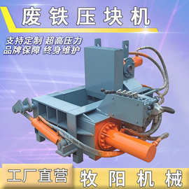 小型铁销液压压块机卧式铁桶液压压块机废旧自行车架压块机图片