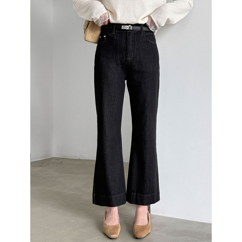 LUXI classic retro flared cropped washed denim pants for women, autumn 2026, slim fit, stretchy casual pants W68597 LUXI classic retro flared cropped washed denim pants for women, autumn 2026, slim fit, stretchy casual pants W68597