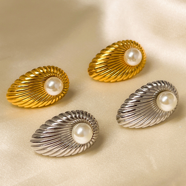 summer earrings pearl stainless steel