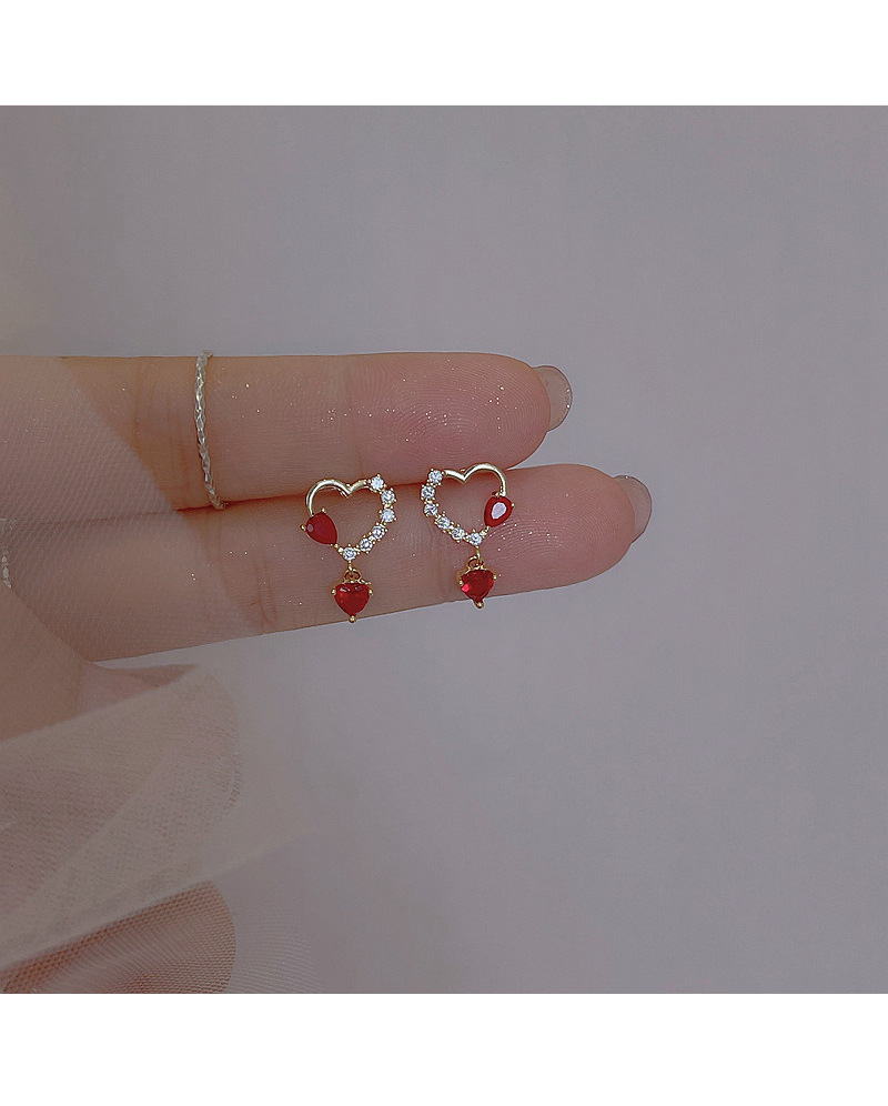 Simple Style Heart Shape Copper Inlay Zircon Drop Earrings 1 Pair