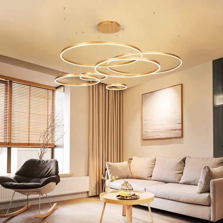 2025 atmósfera anular sala de estar lámpara de la sala de comedor círculo lámpara de la mesa moderna simple de bajo perfil lámpara de lujo ligera