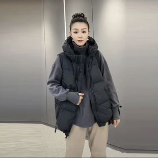 Vest down ladies high sense short coat new waistcoat hooded down jacket vest fashion wholesale HD
