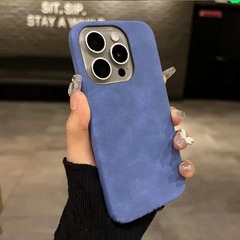 New high-end solid color suede suitable for Apple 15 promax mobile phone case iPhone 14 large hole frame