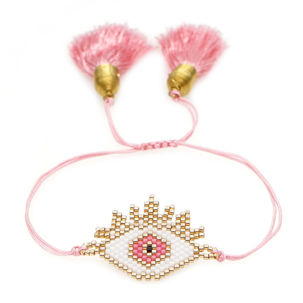 Ethnic Style Letter Devilu0027S Eye Glass Beaded Bracelets