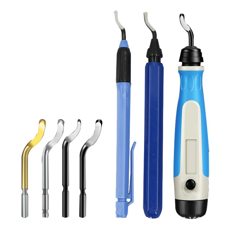 Cuchilla raspadora de acero rápido con cobalto para recortar y desbarbar, herramienta raspadora de orificios internos con mango de plástico, cuchillo de recorte para biselado de metales