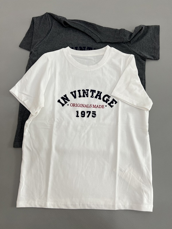 1975植绒字母印花短袖T恤女新款夏季宽松休闲百搭显瘦圆领上衣ins|undefined