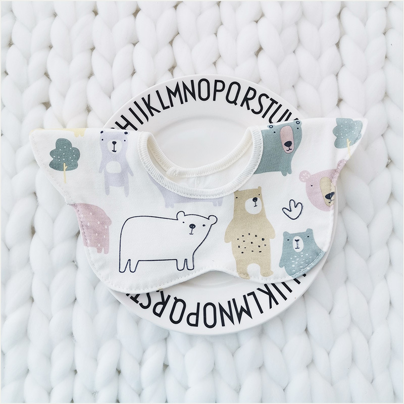 Bebé recién nacido otoño e invierno nuevo estilo flor saliva toalla algodón bebé impermeable escupir babero 360 grados rotación
