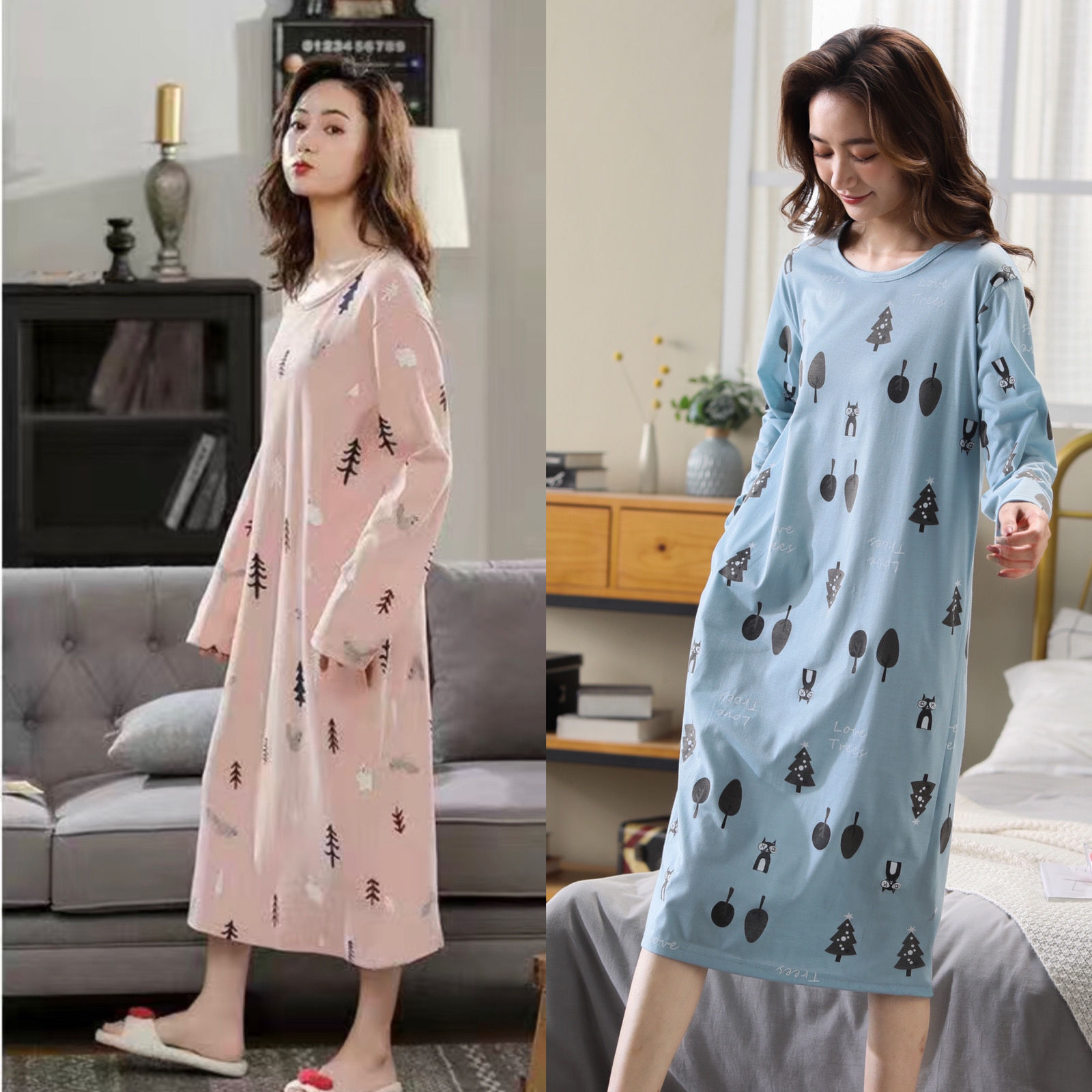 롱 블루 크리스마스 트리 + 롱 핑크 트리 [2 장]]