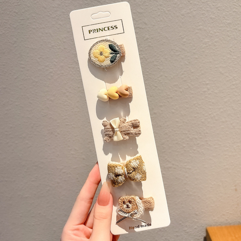 Accesorios para el cabello para niños, café con leche, horquilla, otoño e invierno, nuevas niñas, sin daño, horquilla de felpa, lindo sombrero de clip lateral para bebé