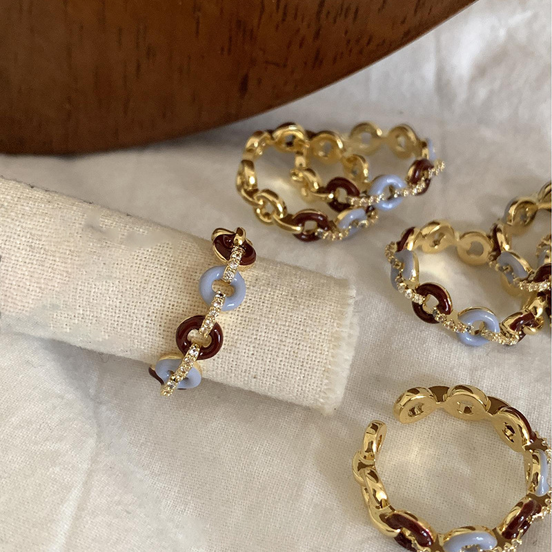 Bague élégante et polyvalente pour l'index, ornée d'une goutte d'huile en zircon, style français, bijou léger et luxueux._voghion.com