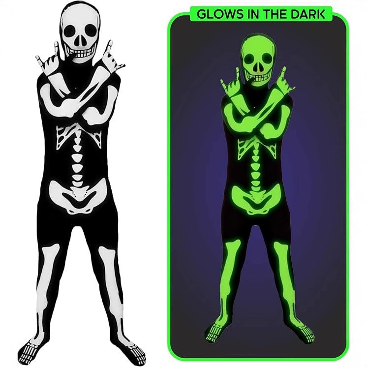 Новый светящийся череп для косплея на Хэллоуин, костюм на Хэллоуин, комбинезон с черепом и скелетом, бог смерти