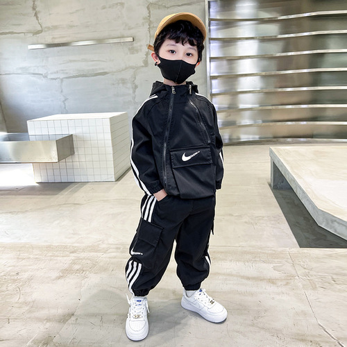 Boys' spring suit  spring and autumn new style handsome children's sports two-piece set small and medium-sized children's jacket trendy children's clothing