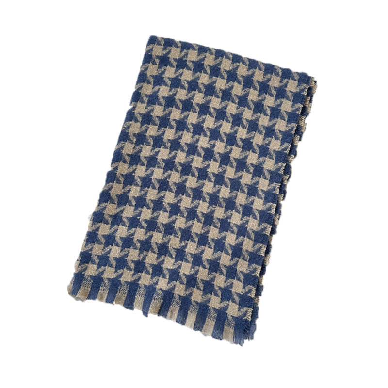 Design sense classic windmill thousand bird check imitation cashmere scarf women's winter warm atmosphere loose beard bib shawl_voghion.com