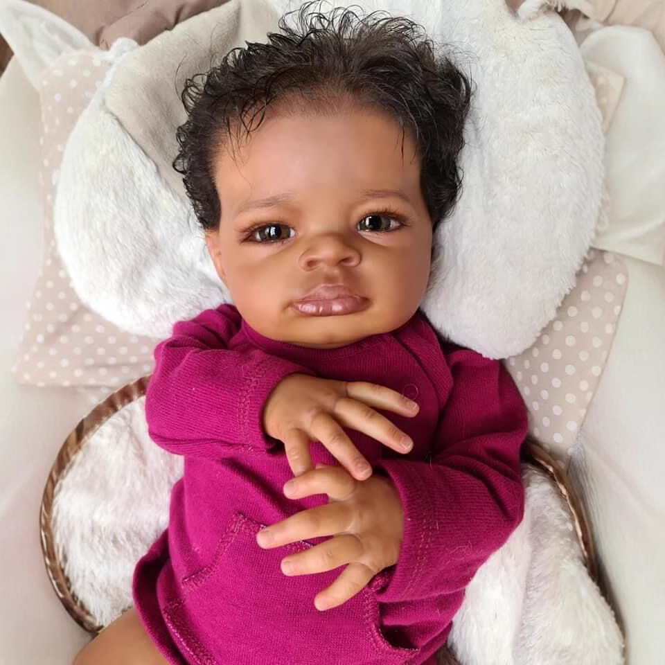 50cm muñeca de simulación muñeca de piel negra Lanny transfronteriza suministro de Venta caliente entrega de una sola pieza