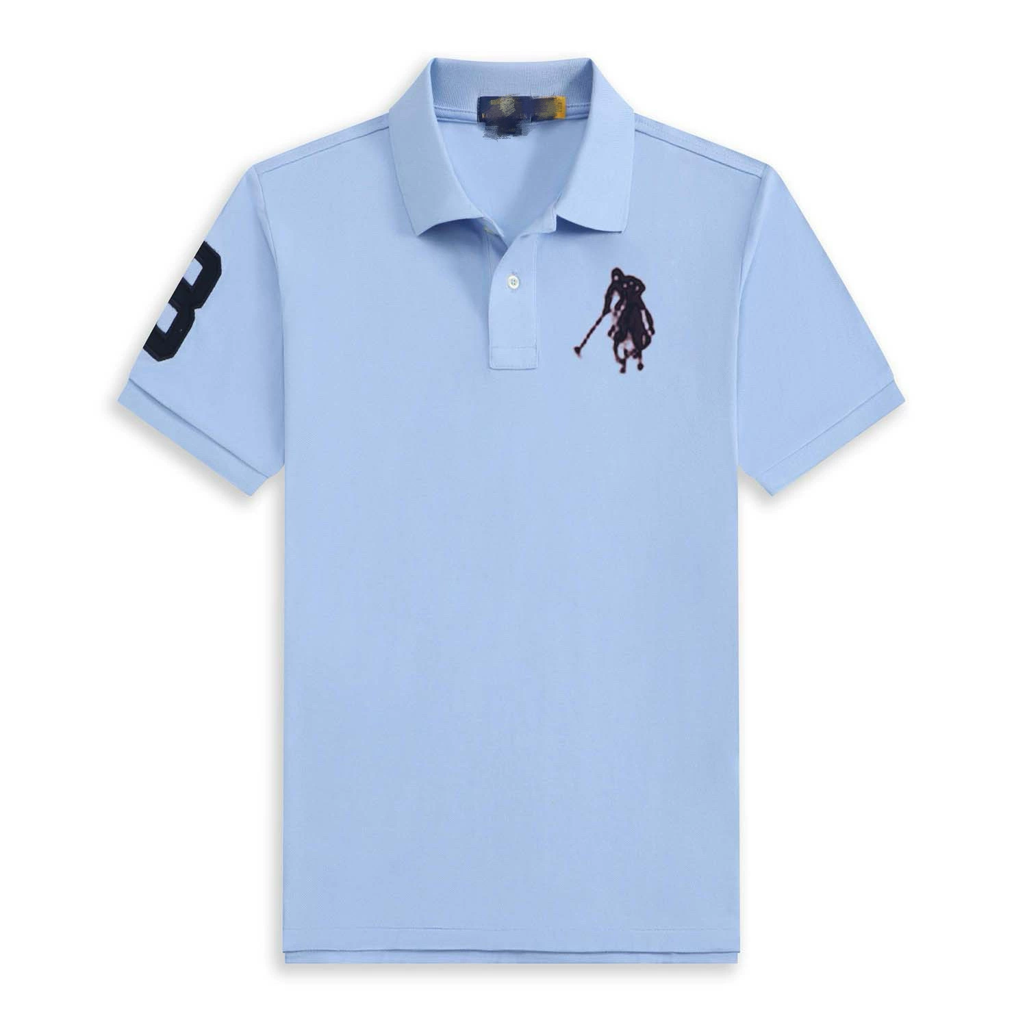 Летний классический цветной хлопковый polo с высоким воротником, оверсайз, с вышивкой
